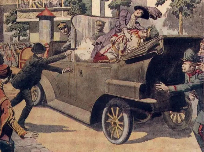 an ilustration of assassination of Archduke Franz Ferdinand